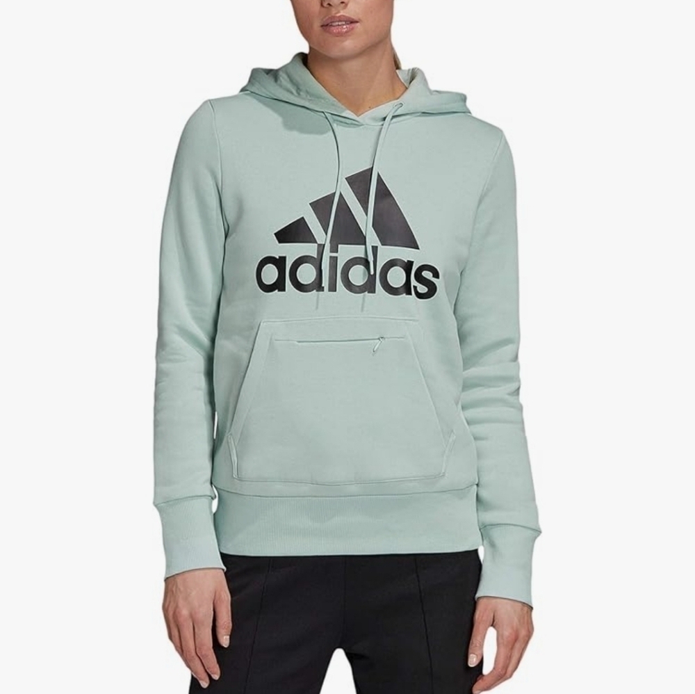 ADIDAS Women's Badge of Sport Overhead Fleece Hoodie Green Size S